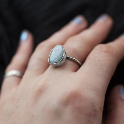 Zuri - Larimar Silver Ring