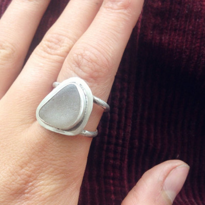 Wren - Custom Made Sea Glass Silver Ring
