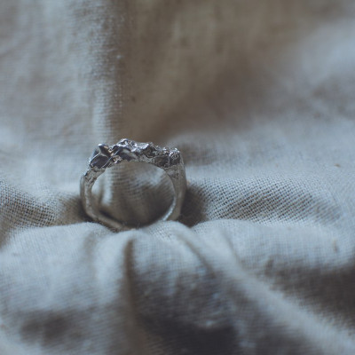 Cyrus - Slim Molten Silver Ring