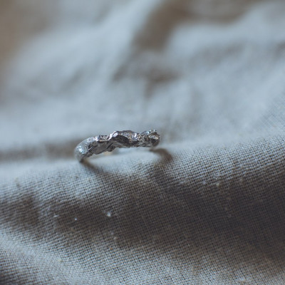 Cyrus - Slim Molten Silver Ring