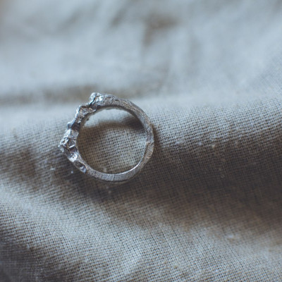 Cyrus - Slim Molten Silver Ring