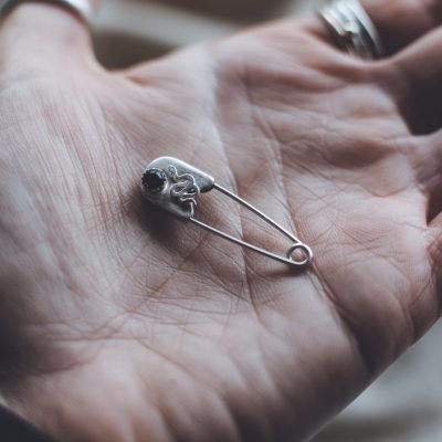 Bellamy - Amber Sterling Silver Safety Pin