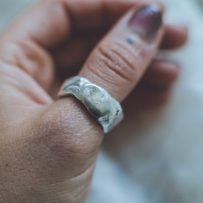 Indigo - Thick Molten Unisex Thumb Ring