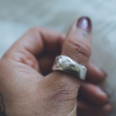 Indigo - Thick Molten Unisex Thumb Ring