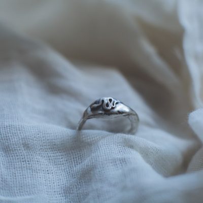 Amina - Silver Snake Signet Ring