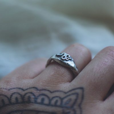 Amina - Silver Snake Signet Ring